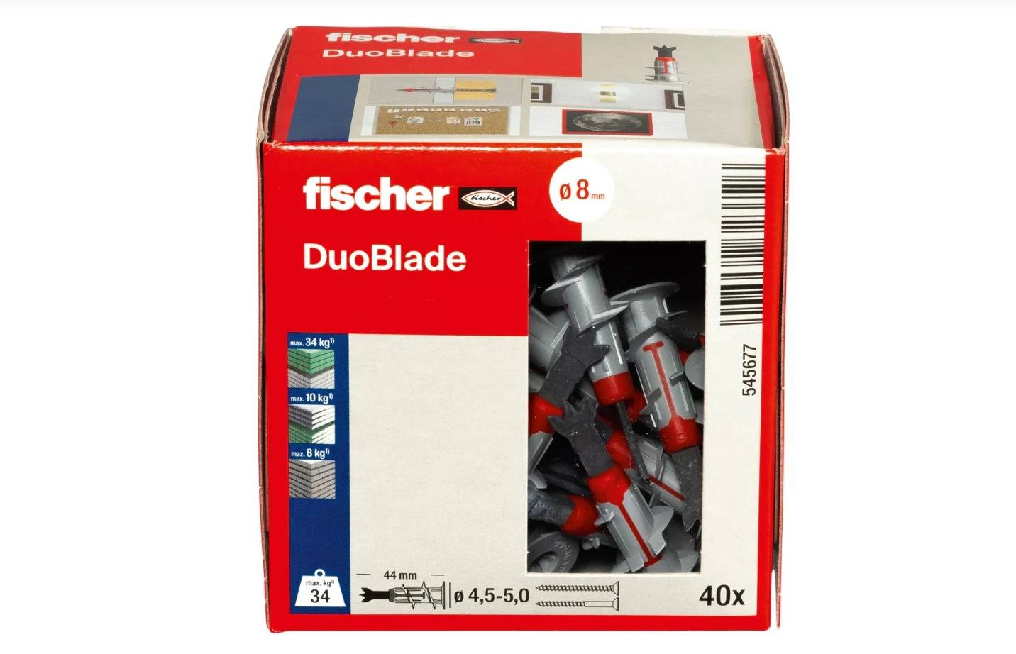 Fischer - Chevilles autoforeuses bi-composants Duoblade pour matériaux en plaque, boîte de 40 chevilles sans vis - FISCHER - 545677 - Imagen 2
