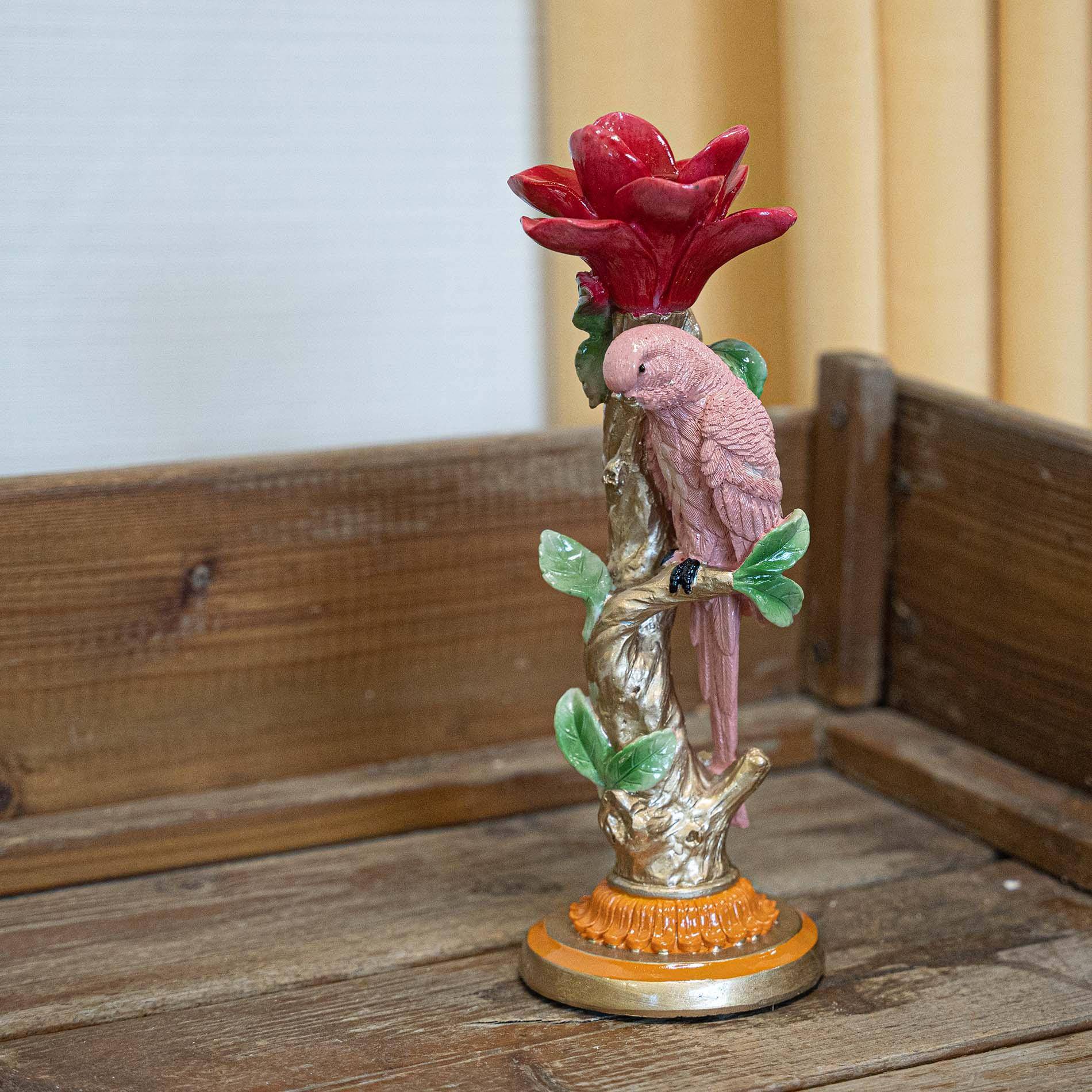 Bougeoir perroquet rose - décoration d'intérieur - Image 1