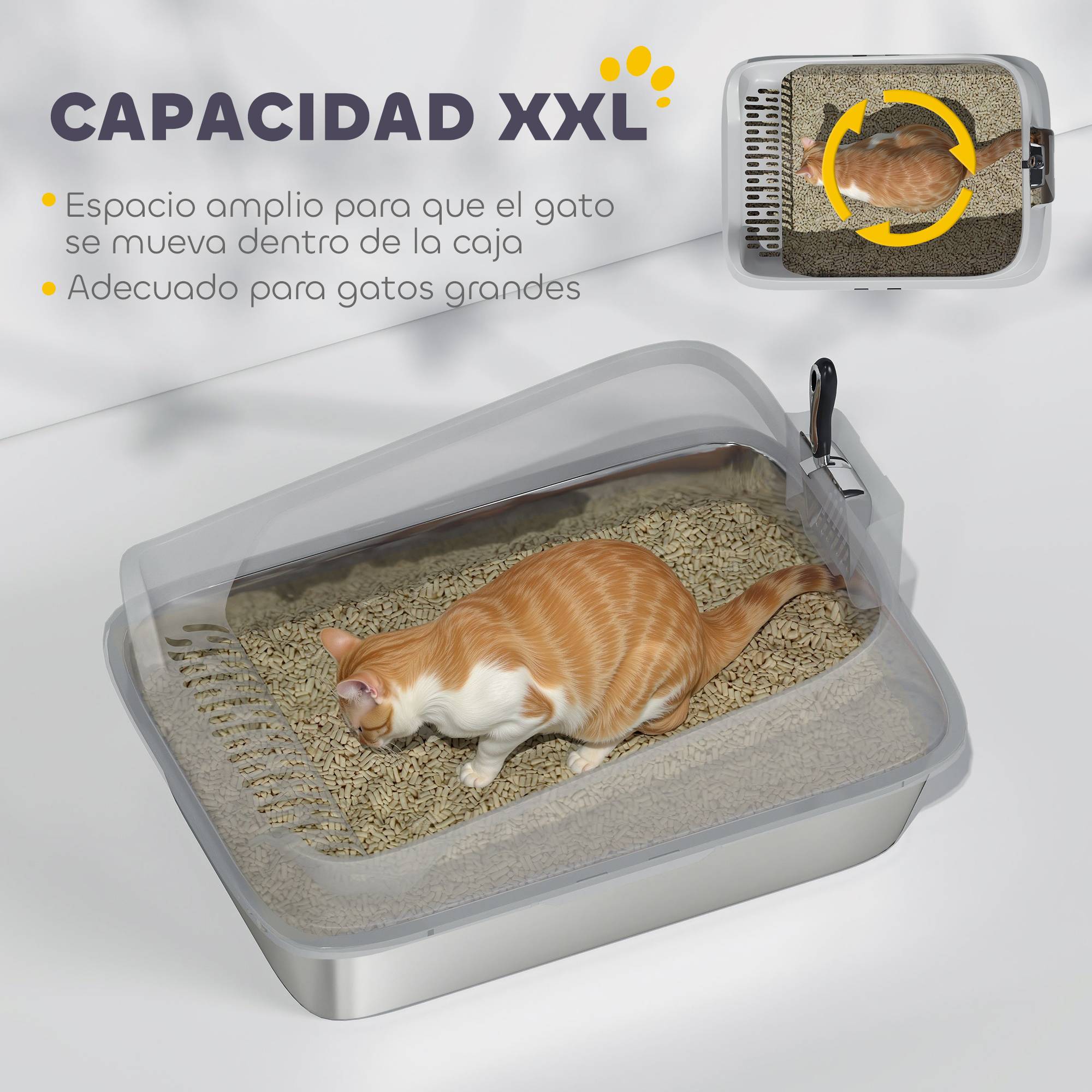 Litière chat acier inoxydable XXL bord haut pelle facile nettoyer étanche 70x50x30 cm gris - Image 7