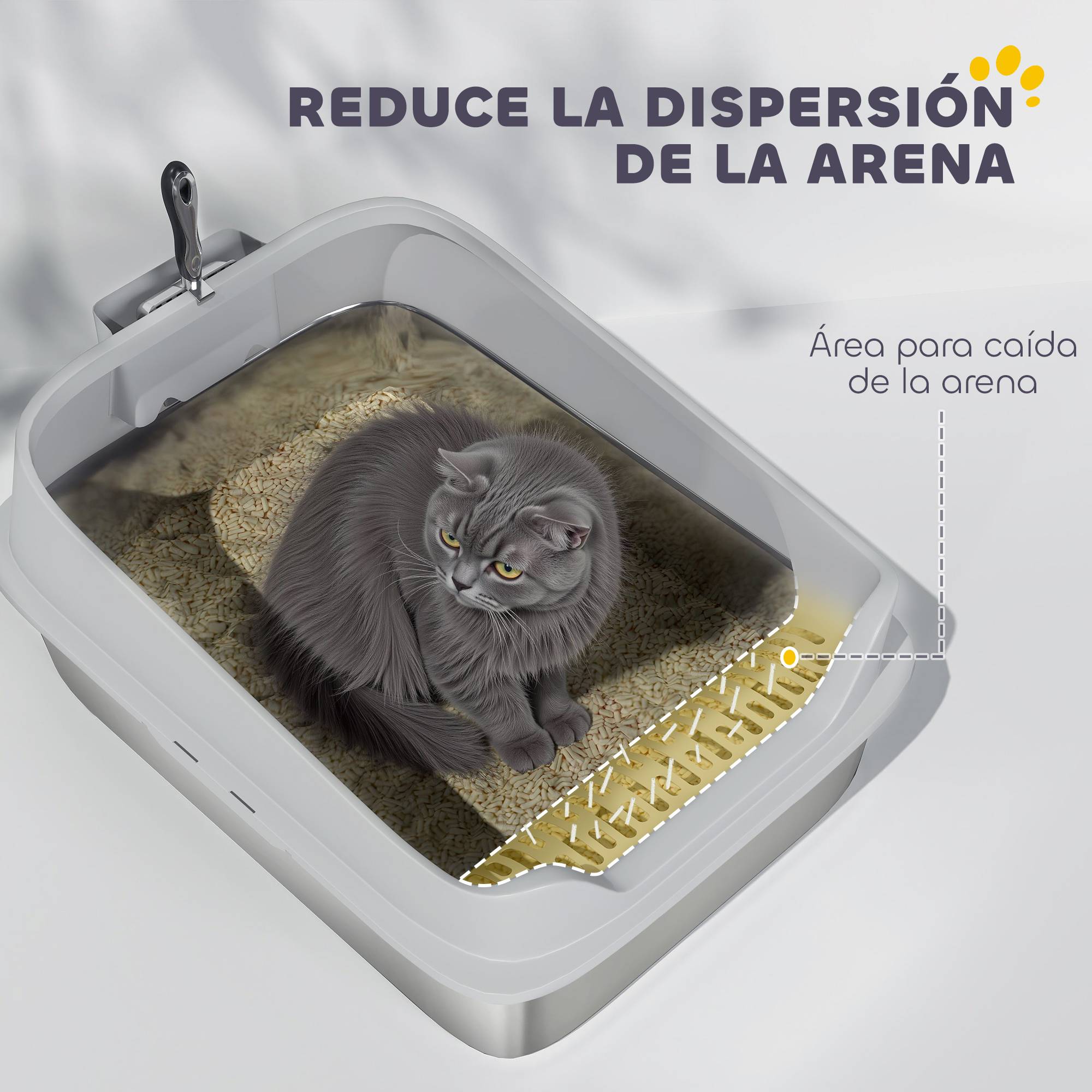 Litière chat acier inoxydable XXL bord haut pelle facile nettoyer étanche 70x50x30 cm gris - Image 9