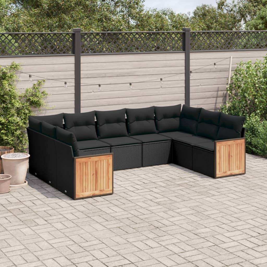 Salon de jardin 9 places résine tressée modulable confortable pour terrasse et balcon Noir – ComfortXL Outdoor Living - Image 1