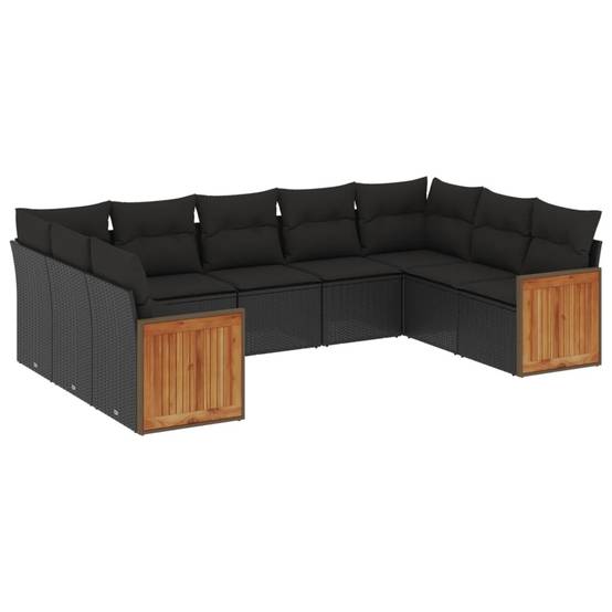 Salon de jardin 9 places résine tressée modulable confortable pour terrasse et balcon Noir – ComfortXL Outdoor Living - Image 2