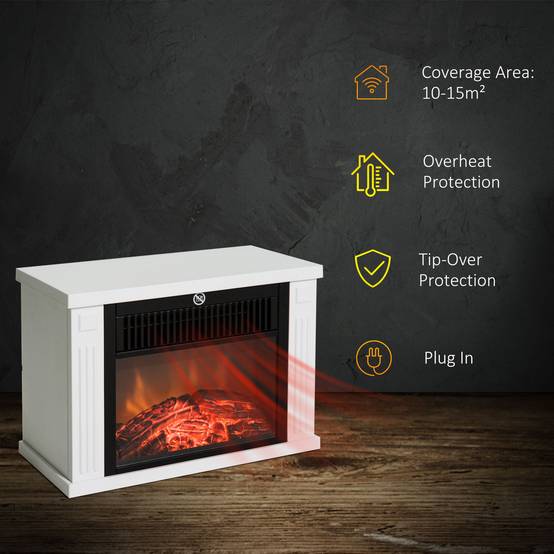 Petite cheminée électrique 1200W design moderne effet flamme réaliste Blanc – ComfortXL Outdoor Living - Image 5