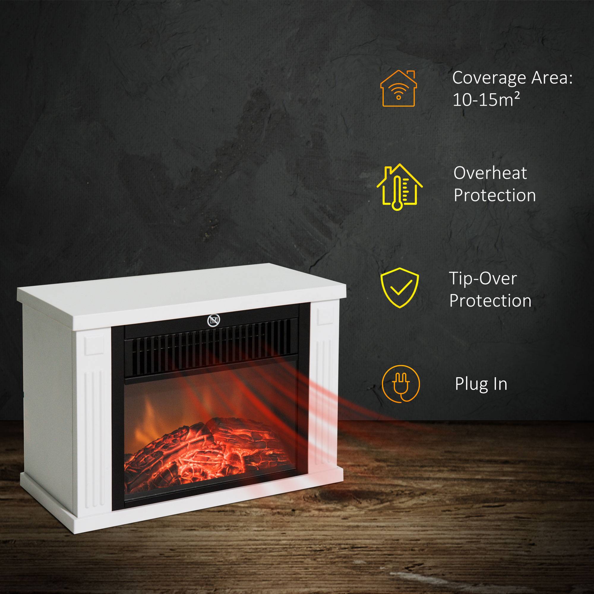 Petite cheminée électrique 1200W design moderne effet flamme réaliste Blanc – ComfortXL Outdoor Living - Image 5