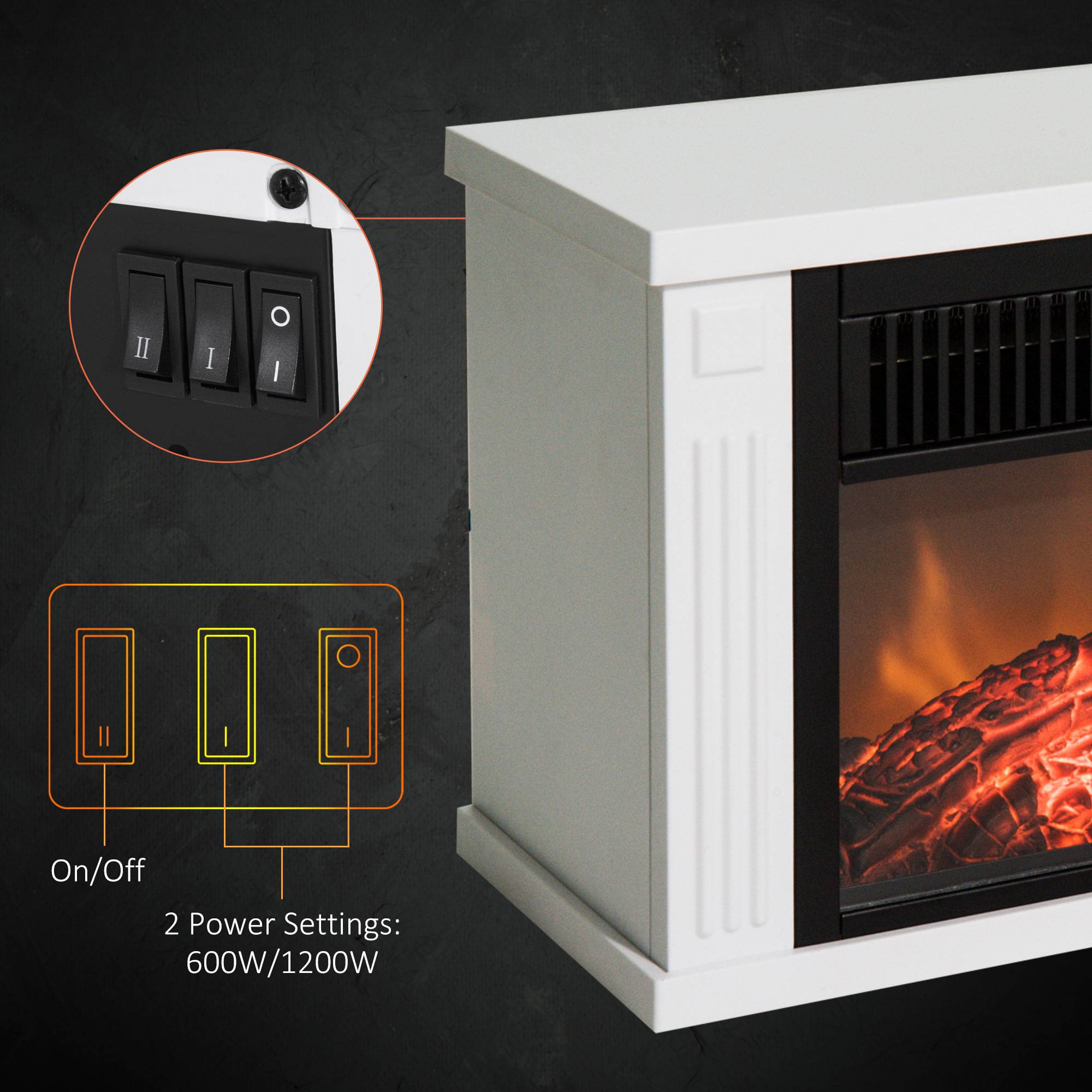 Petite cheminée électrique 1200W design moderne effet flamme réaliste Blanc – ComfortXL Outdoor Living - Image 6
