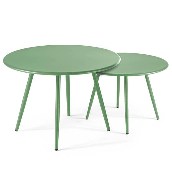 Oviala - Table basse de jardin ronde en métal vert cactus 40 cm Palavas - Oviala - Imagen 6