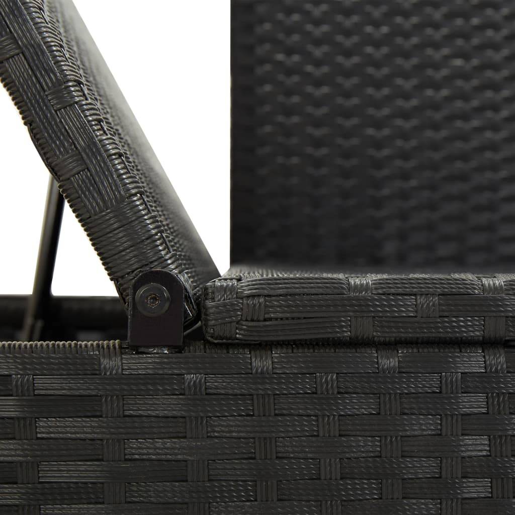 Helloshop26 - Transat chaise longue bain de soleil lit de jardin terrasse meuble d'extérieur avec coussins résine tressée noir - Imagen 6
