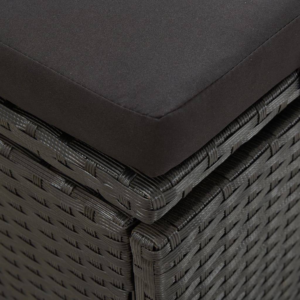 Helloshop26 - Transat chaise longue bain de soleil lit de jardin terrasse meuble d'extérieur avec coussins résine tressée noir - Imagen 7