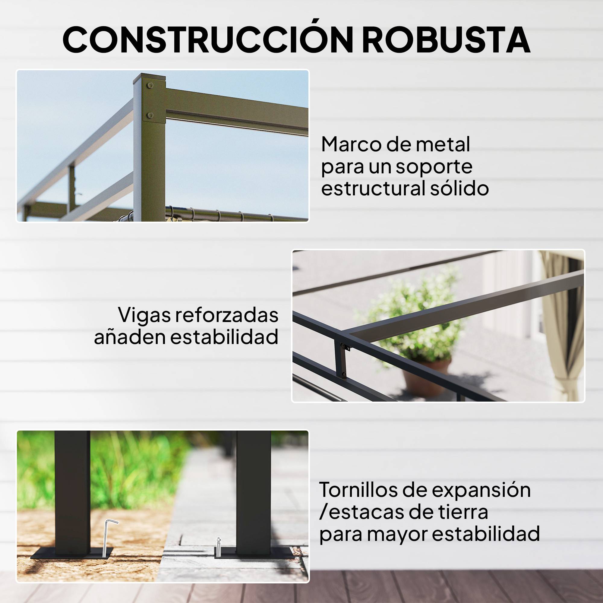 Pergola de Jardin 3x3m Acier avec Toit Rétractable et Rideaux Protection UV30+ Beige - ComfortXL Outdoor Living - Image 8