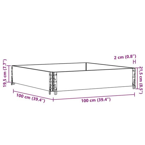 Jardinière bois de pin gris 100 x 100 x 21.5 cm - PANGIVO - Image 8