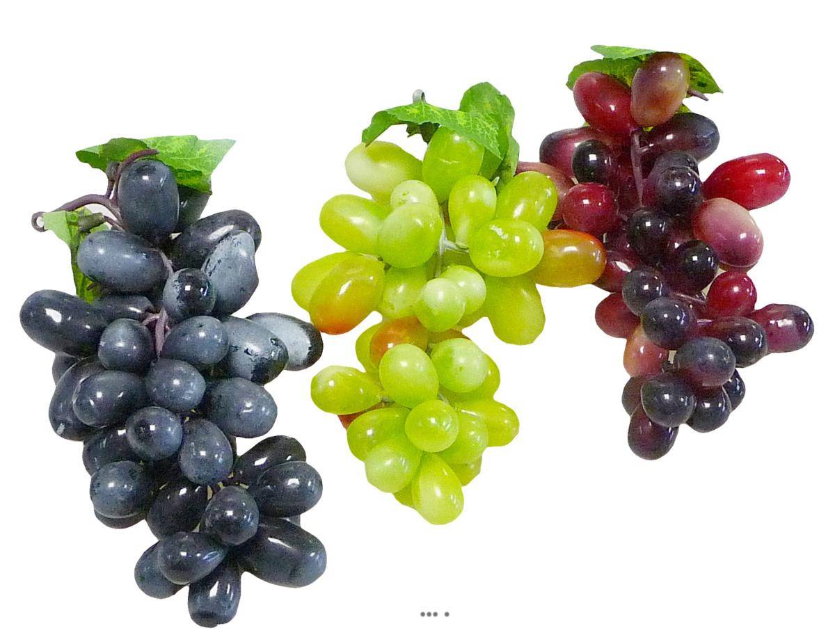 Artificielles - Grappe de raisin factice L19 cm avec 2 feuilles 45 raisins Bourgogne - couleur: Bourgogne - Imagen 2