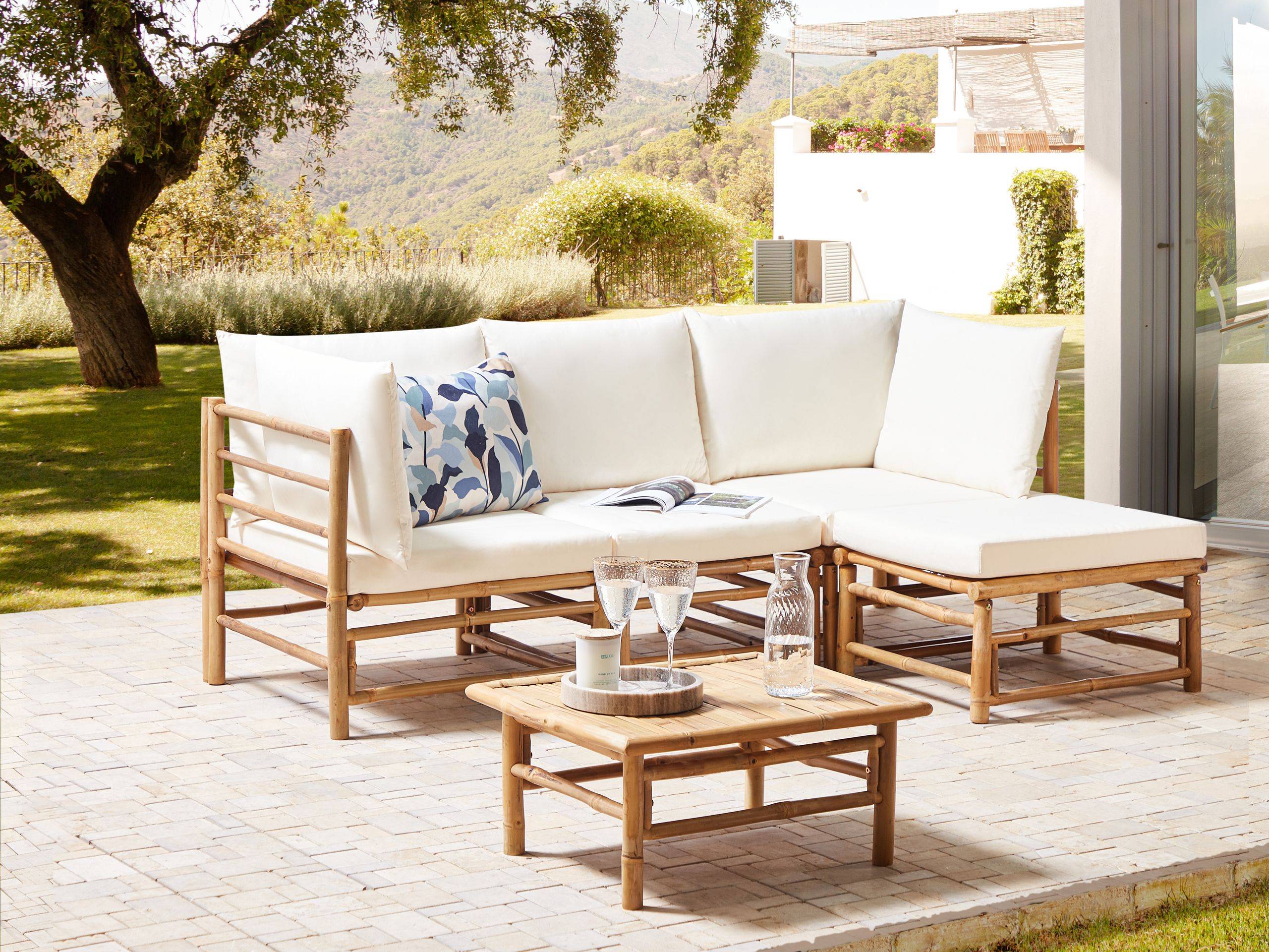 Beliani - Set de jardin, 4 Personnes Bambou Blanc cassé CERRETO - Beliani - Imagen 1