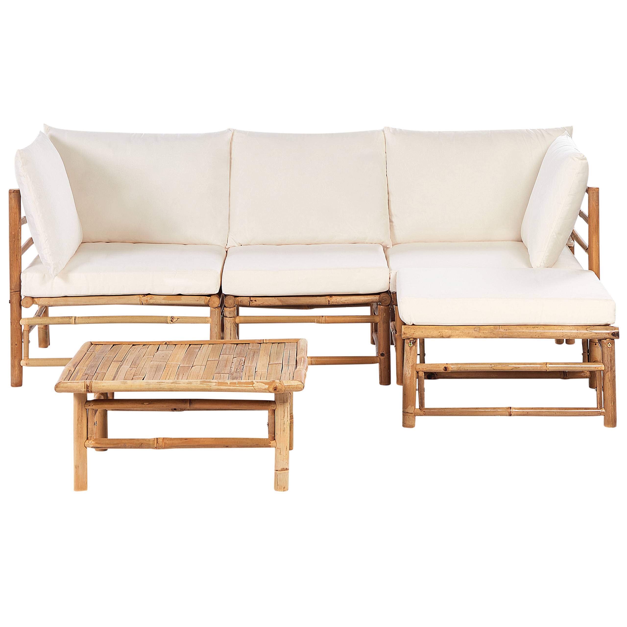 Beliani - Set de jardin, 4 Personnes Bambou Blanc cassé CERRETO - Beliani - Imagen 2