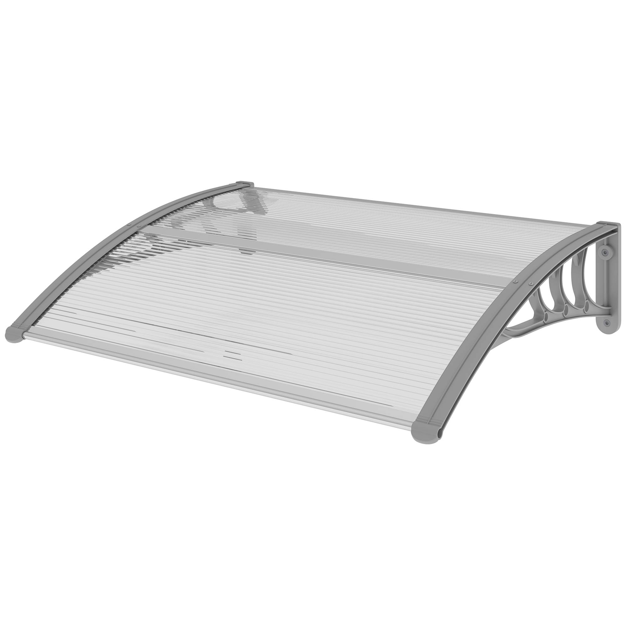 Auvent de porte polycarbonate pour fenêtre et entrée protection UV 100x75cm Argent - ComfortXL Outdoor Living - Image 2