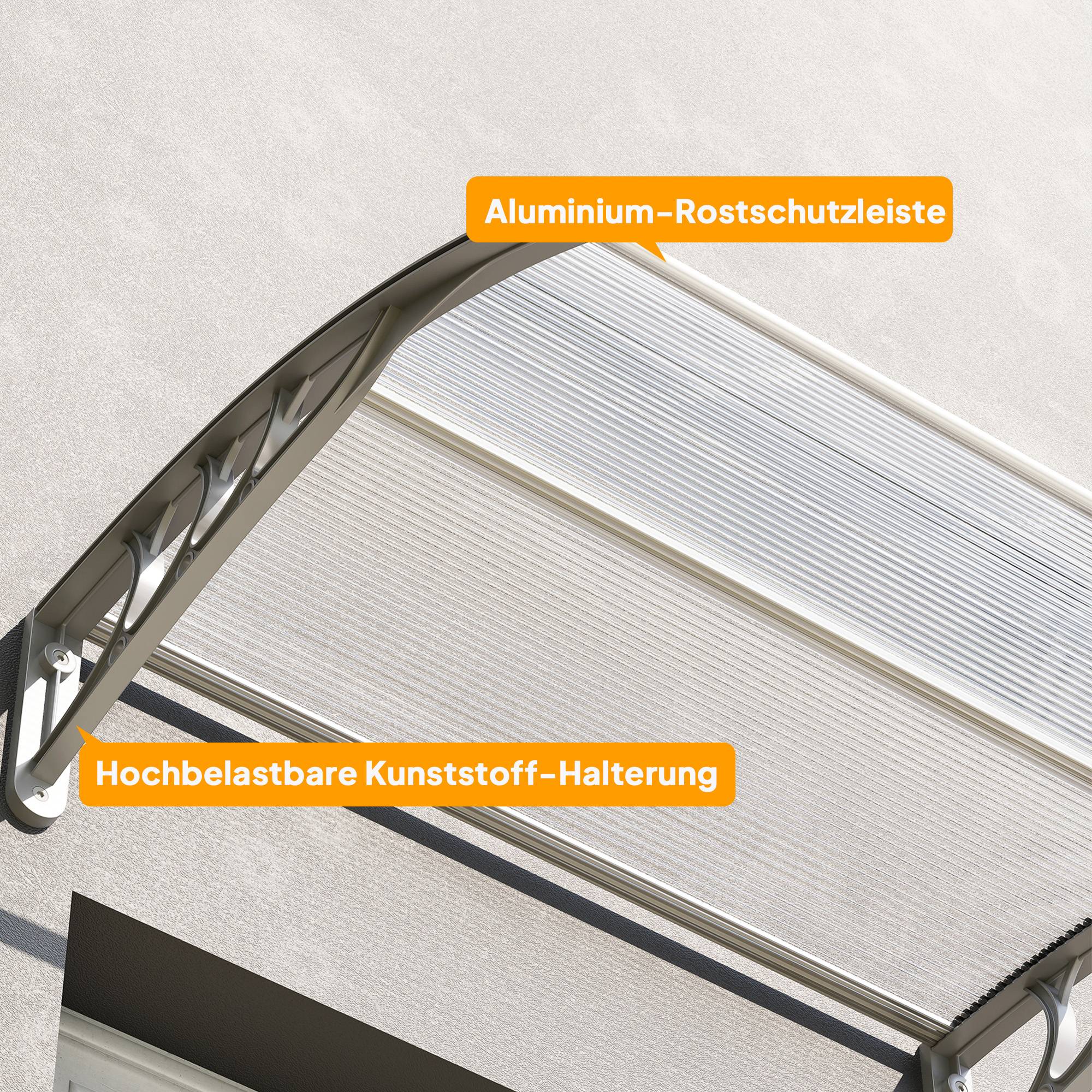 Auvent de porte polycarbonate pour fenêtre et entrée protection UV 100x75cm Argent - ComfortXL Outdoor Living - Image 10