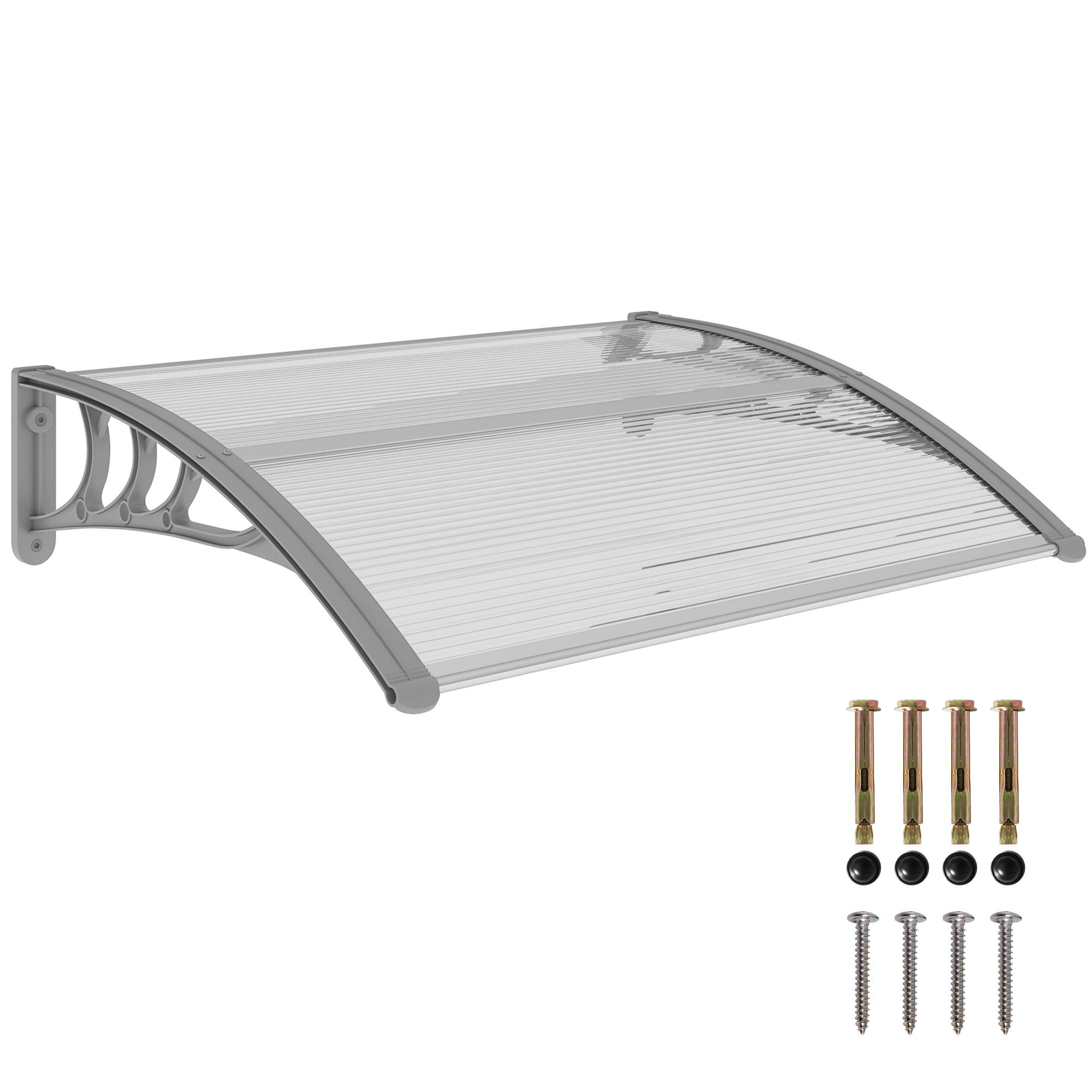 Auvent de porte polycarbonate pour fenêtre et entrée protection UV 100x75cm Argent - ComfortXL Outdoor Living - Image 1