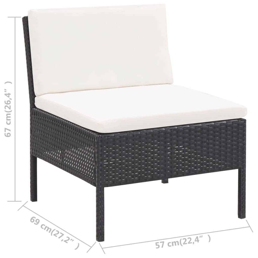 Vidaxl - Salon de jardin 3 pcs avec coussins Résine tressée Noir vidaXL 48960 - Imagen 2
