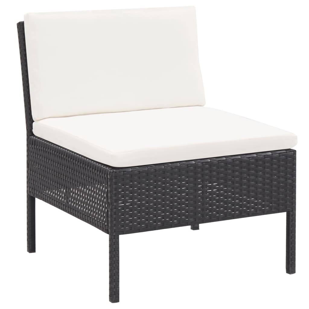 Vidaxl - Salon de jardin 3 pcs avec coussins Résine tressée Noir vidaXL 48960 - Imagen 6