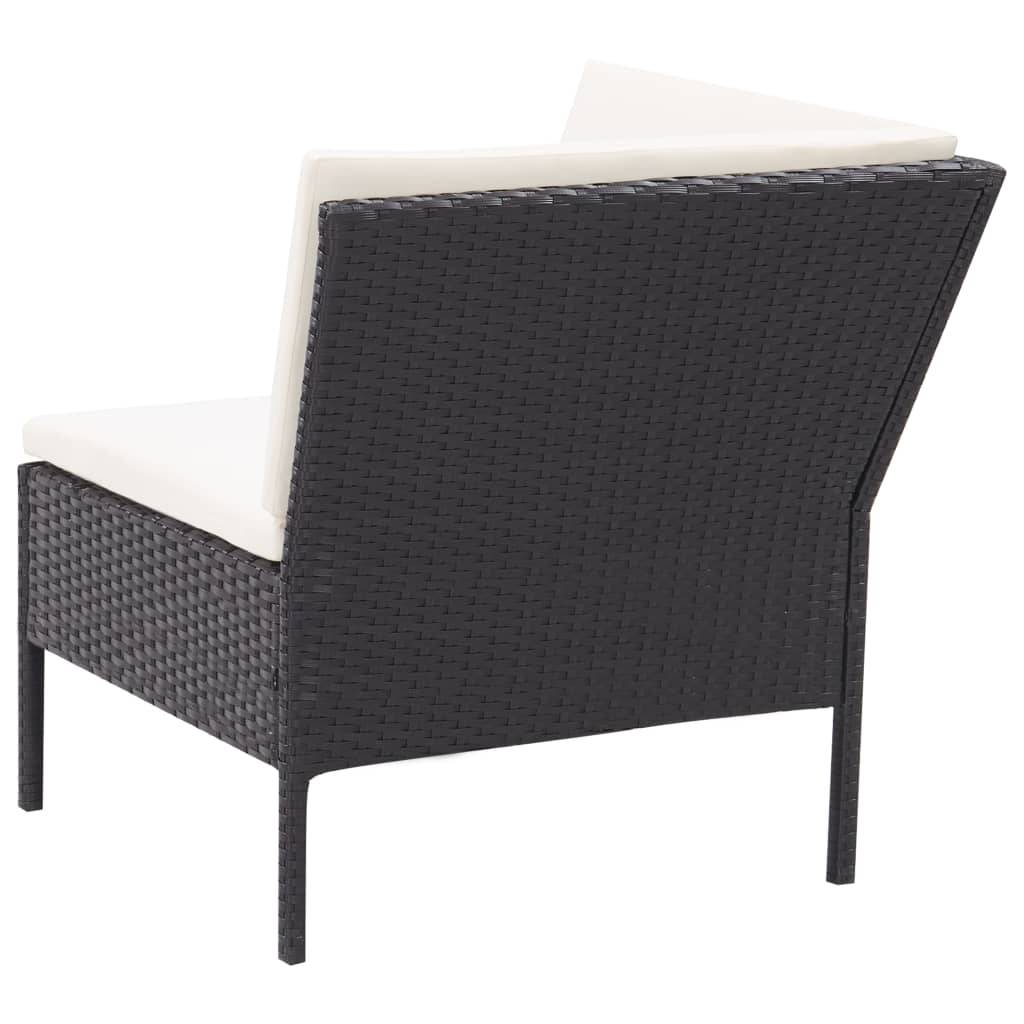 Vidaxl - Salon de jardin 3 pcs avec coussins Résine tressée Noir vidaXL 48960 - Imagen 5