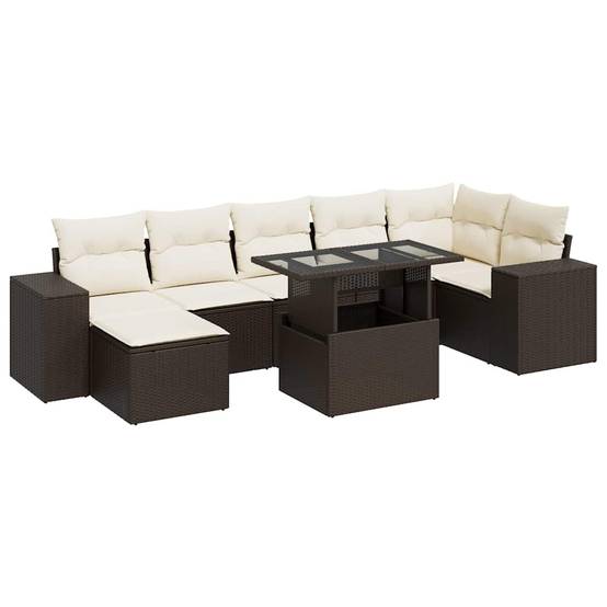 Salon de jardin 8 places modulable en résine tressée marron avec table et rangement intégrés – ComfortXL Outdoor Living - Image 2