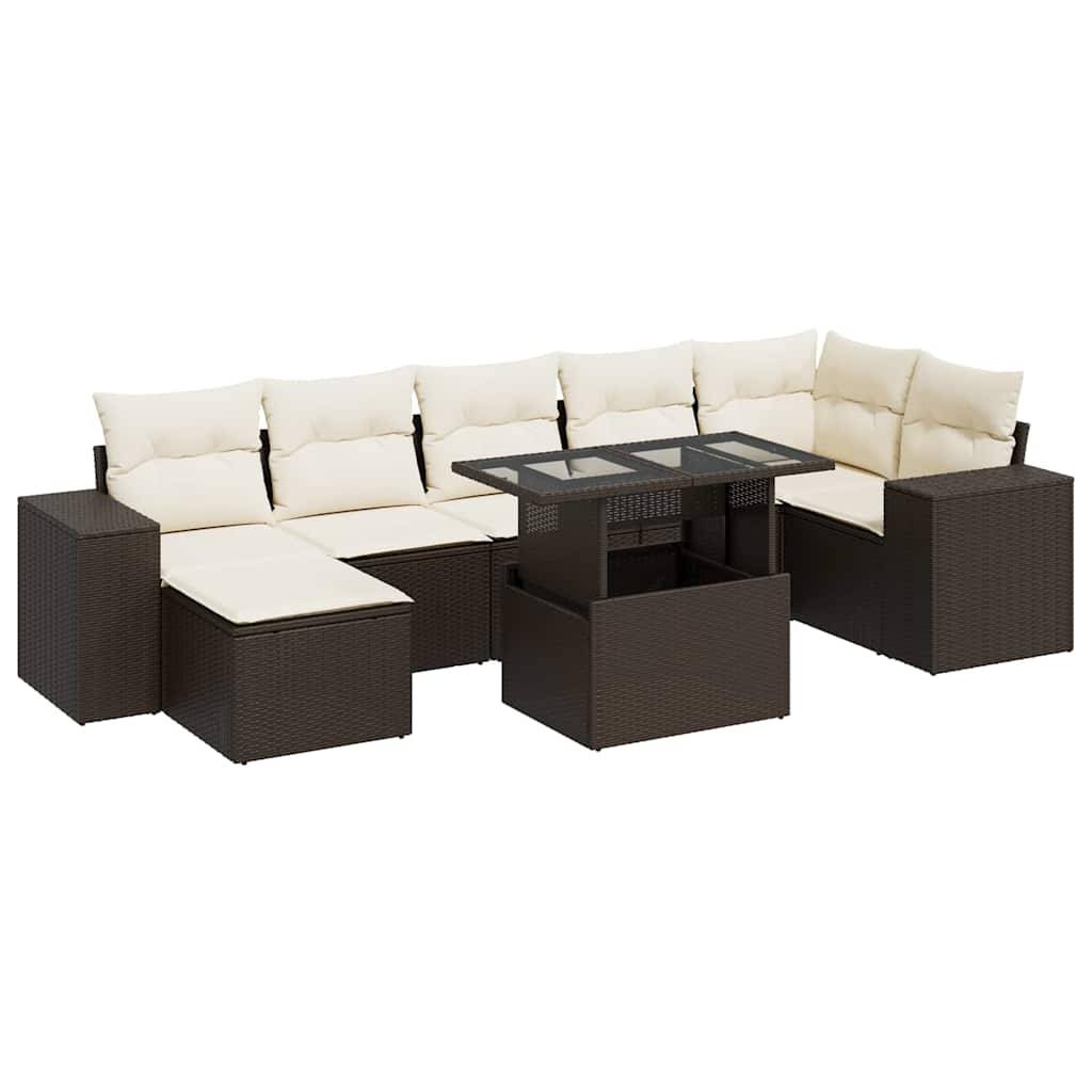 Salon de jardin 8 places modulable en résine tressée marron avec table et rangement intégrés – ComfortXL Outdoor Living - Image 2