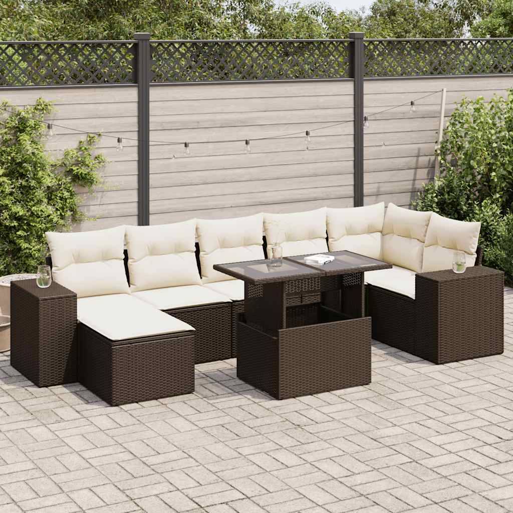 Salon de jardin 8 places modulable en résine tressée marron avec table et rangement intégrés – ComfortXL Outdoor Living - Image 1