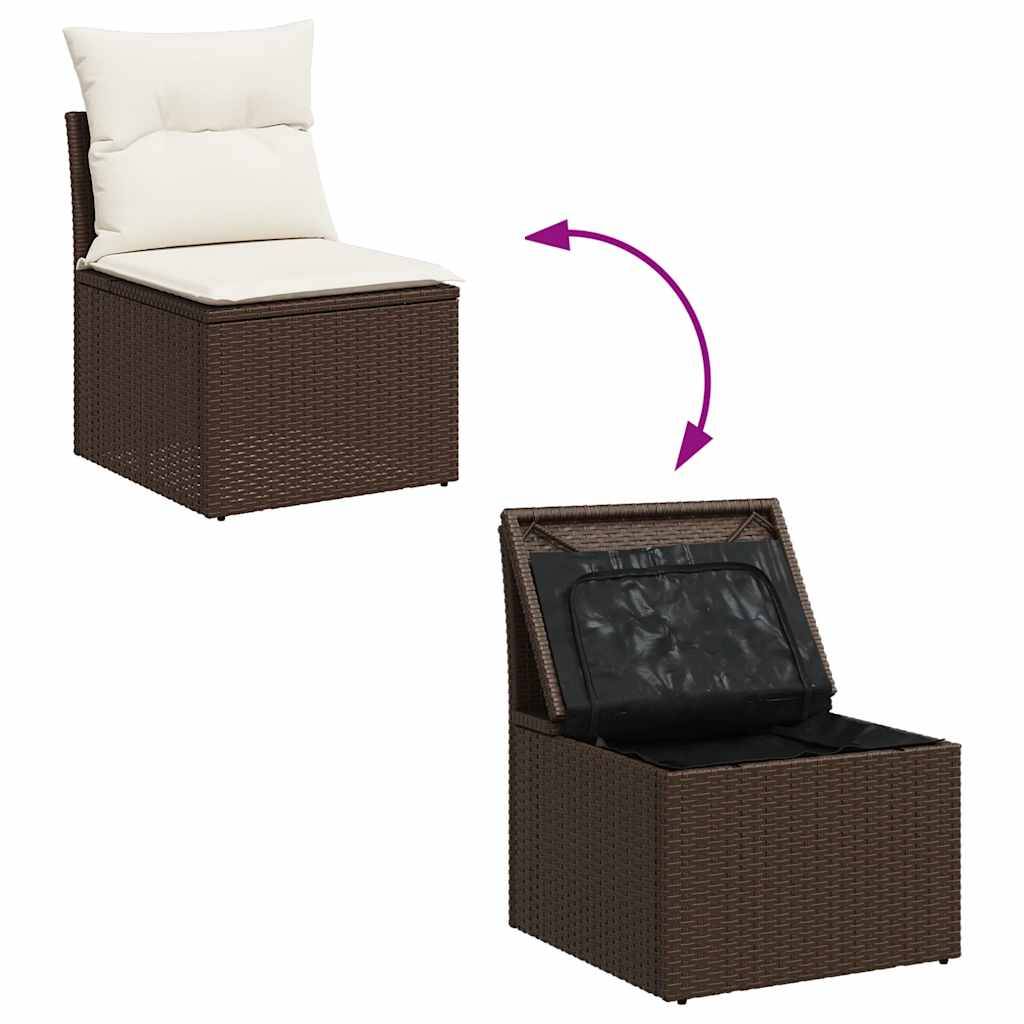 Salon de jardin 8 places modulable en résine tressée marron avec table et rangement intégrés – ComfortXL Outdoor Living - Image 8
