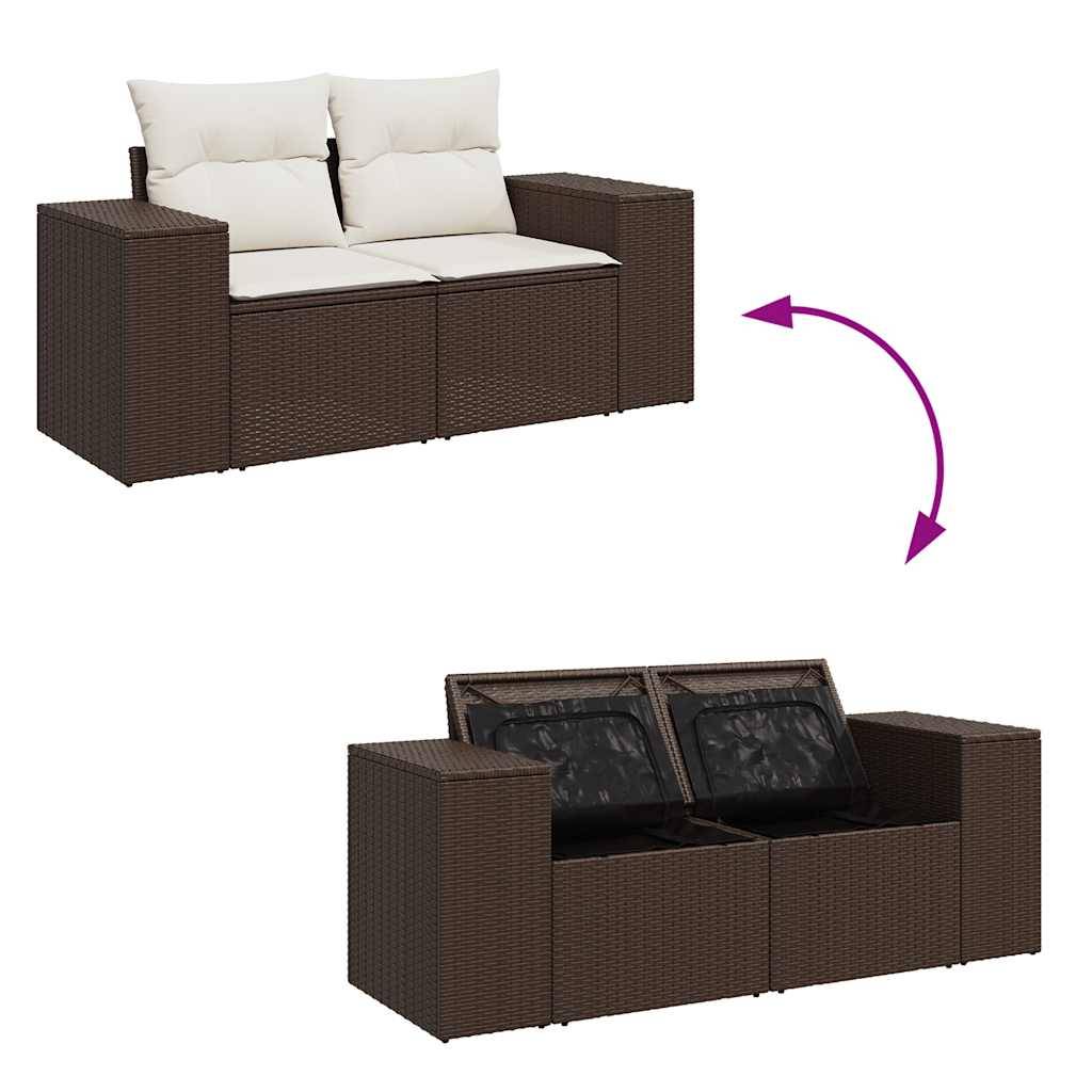 Salon de jardin 8 places modulable en résine tressée marron avec table et rangement intégrés – ComfortXL Outdoor Living - Image 3