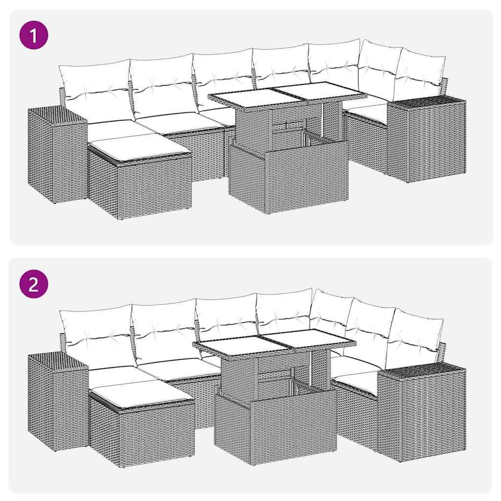 Salon de jardin 8 places modulable en résine tressée marron avec table et rangement intégrés – ComfortXL Outdoor Living - Image 4