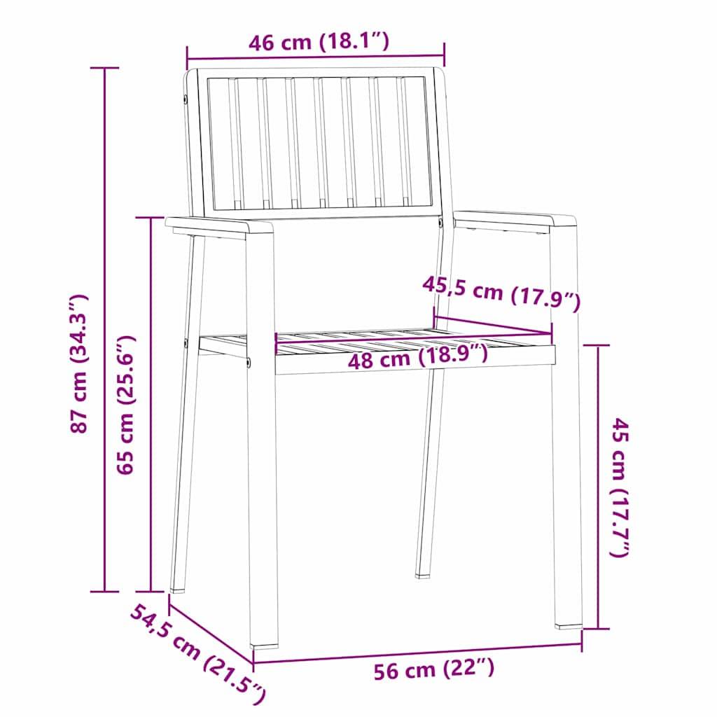 Salon de Jardin 2 Personnes 3 Pièces en Acacia et Acier Inoxydable, Table et Chaises Design Marron – ComfortXL Outdoor Living - Image 7
