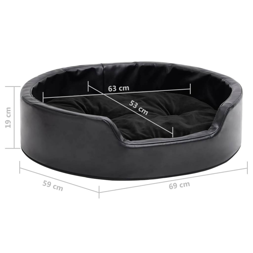 Vidaxl - Lit pour chiens Noir 69x59x19 cm Peluche et similicuir vidaXL 171261 - Imagen 3