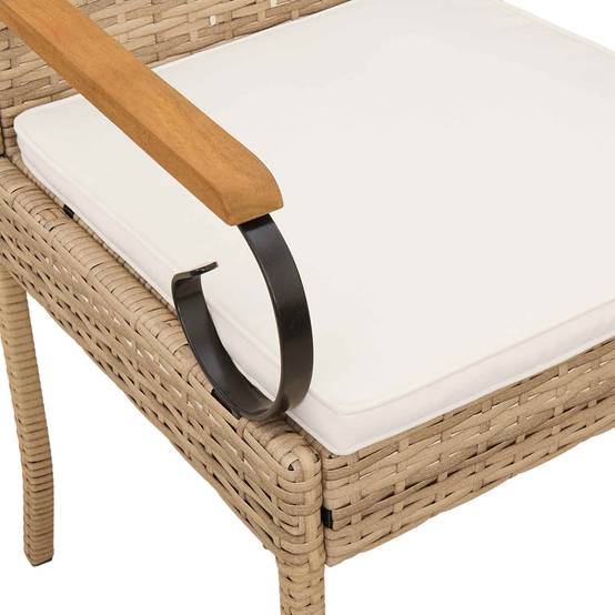 Chaises de jardin polyrotin et acier beige et blanc crème 59.5 x 50 x 88 cm, Poids:14.1kg - PANGIVO - Image 9