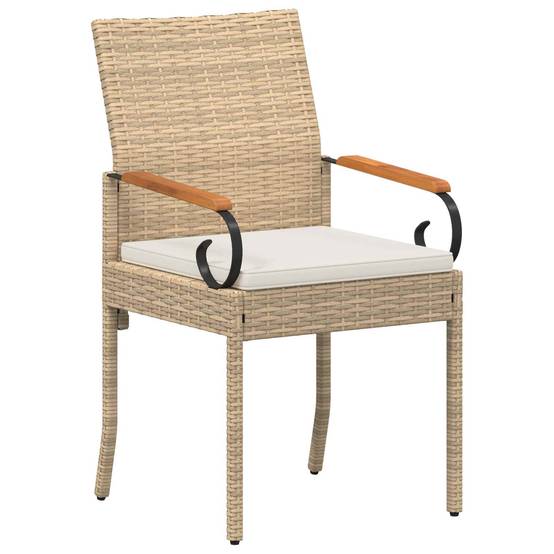 Chaises de jardin polyrotin et acier beige et blanc crème 59.5 x 50 x 88 cm, Poids:14.1kg - PANGIVO - Image 4