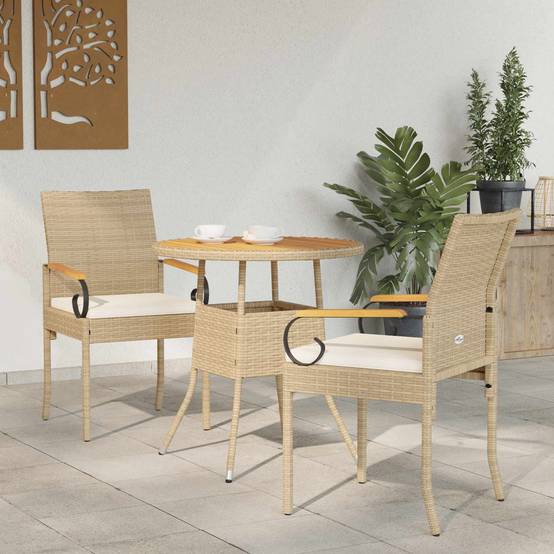 Chaises de jardin polyrotin et acier beige et blanc crème 59.5 x 50 x 88 cm, Poids:14.1kg - PANGIVO - Image 1