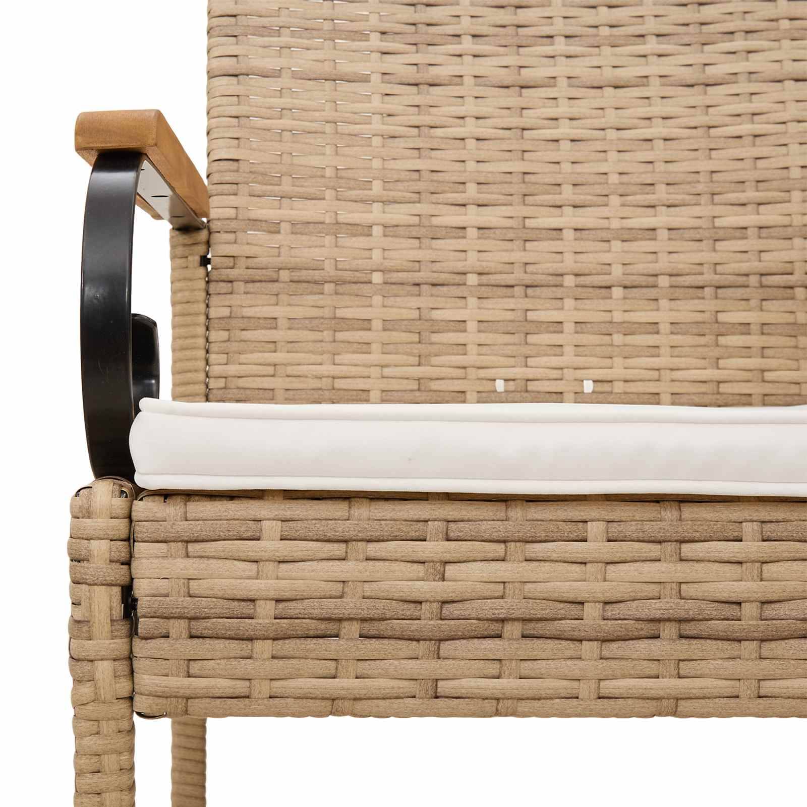 Chaises de jardin polyrotin et acier beige et blanc crème 59.5 x 50 x 88 cm, Poids:14.1kg - PANGIVO - Image 8