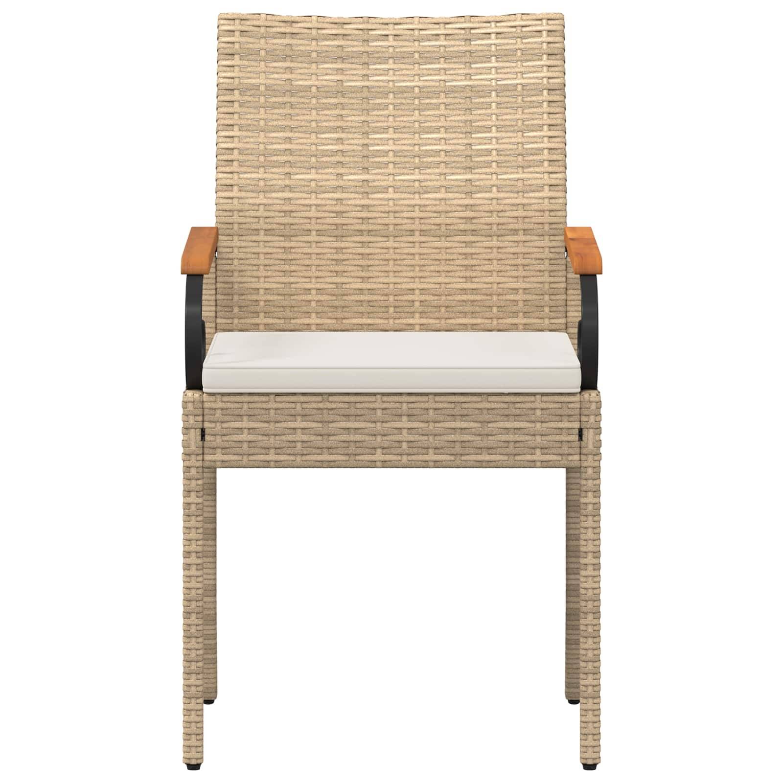 Chaises de jardin polyrotin et acier beige et blanc crème 59.5 x 50 x 88 cm, Poids:14.1kg - PANGIVO - Image 6