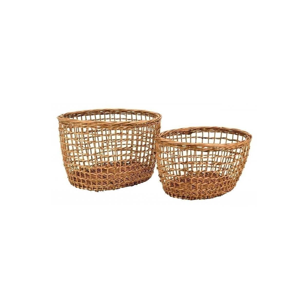 Aubry Gaspard - Corbeilles en osier buff (Lot de 2)