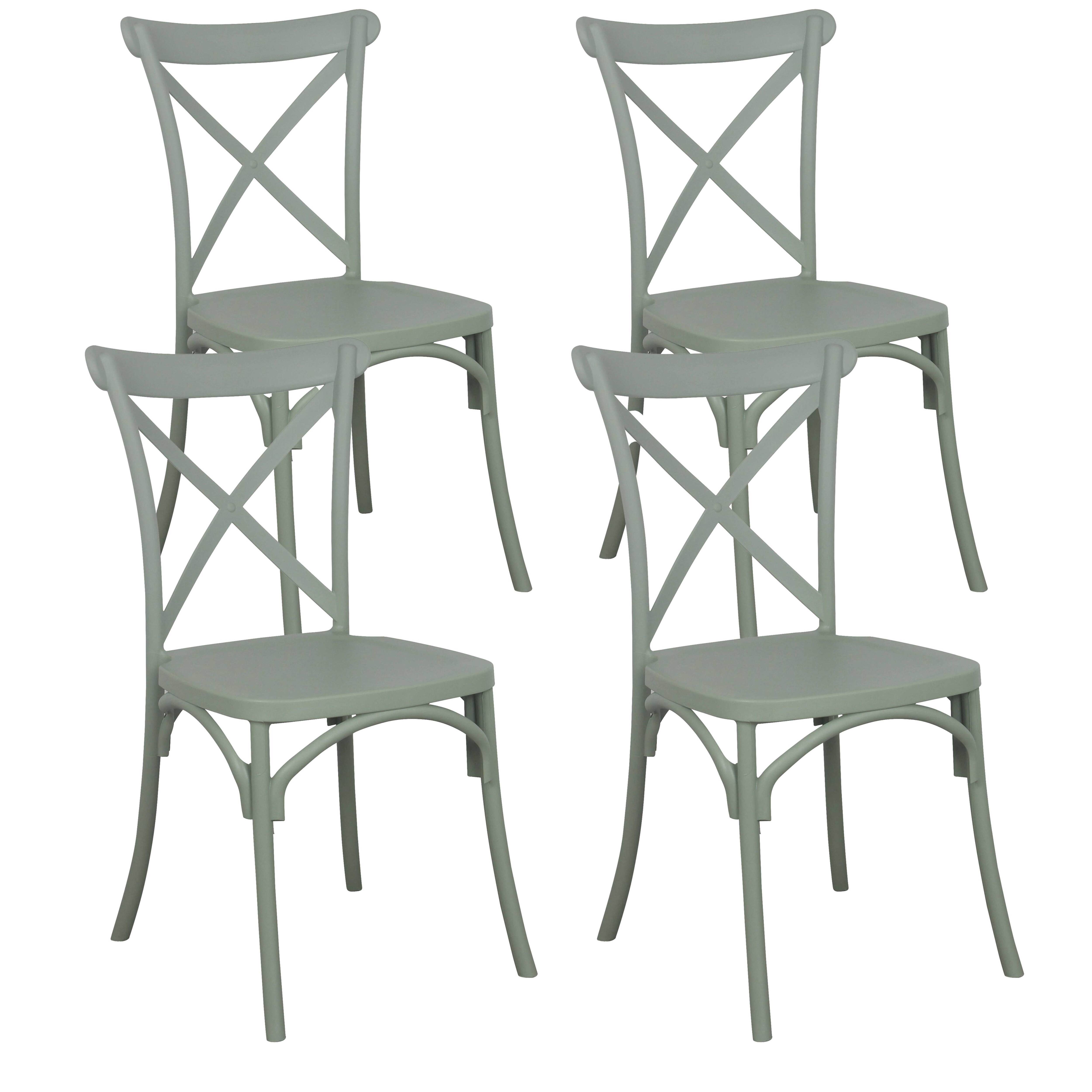 Oviala - Lot de 4 chaises de terrasse en plastique vert sauge Dublin - Oviala - Imagen 1