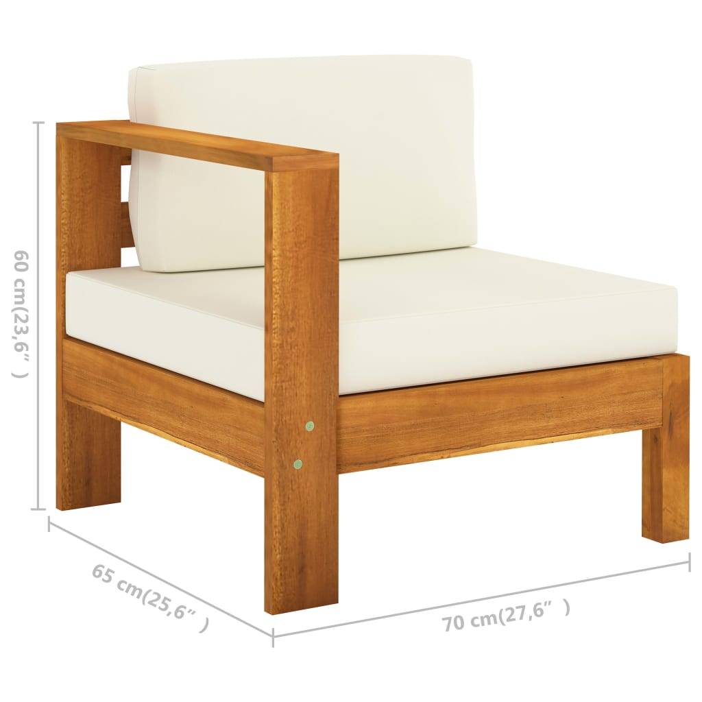 Helloshop26 - Salon de jardin meuble d'extérieur ensemble de mobilier 7 pièces avec coussins blanc crème bois d'acacia - Imagen 5