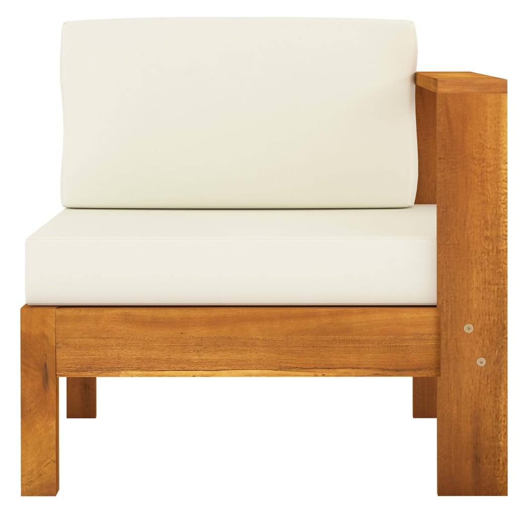 Helloshop26 - Salon de jardin meuble d'extérieur ensemble de mobilier 7 pièces avec coussins blanc crème bois d'acacia - Imagen 4