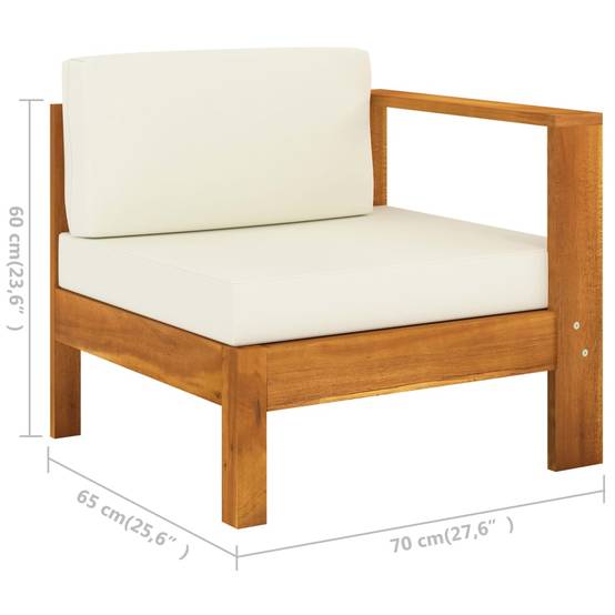 Helloshop26 - Salon de jardin meuble d'extérieur ensemble de mobilier 7 pièces avec coussins blanc crème bois d'acacia - Imagen 6