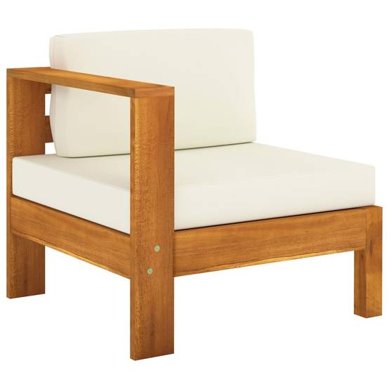Helloshop26 - Salon de jardin meuble d'extérieur ensemble de mobilier 7 pièces avec coussins blanc crème bois d'acacia - Imagen 2