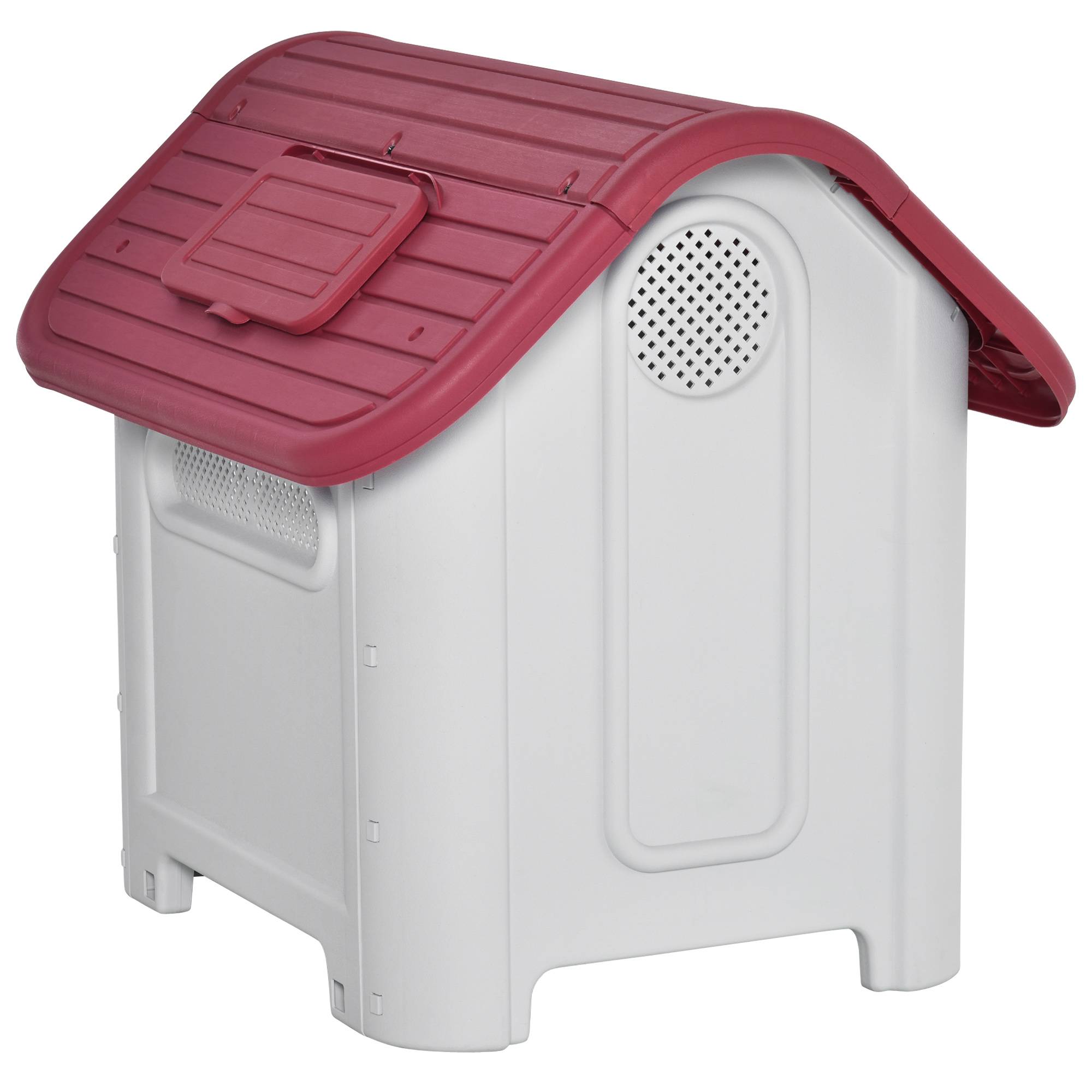 Nic extérieur pour chien avec lucarne et porte, étanche, circulation d’air, petits chiens, 59×75×66 cm, Rouge+Gris clair - Image 10