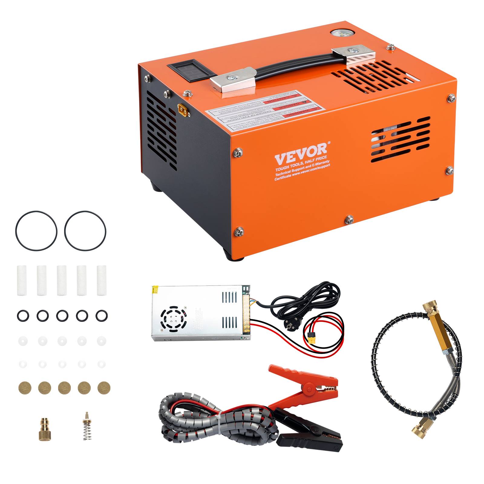 VEVOR Compresseur PCP portable 30 MPa avec convertisseur externe, arrêt manuel 12V/230V, sans huile/eau.