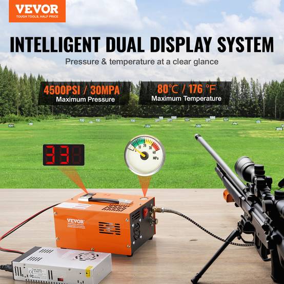 VEVOR Compresseur PCP portable 30 MPa avec convertisseur externe, arrêt manuel 12V/230V, sans huile/eau. - Image 2