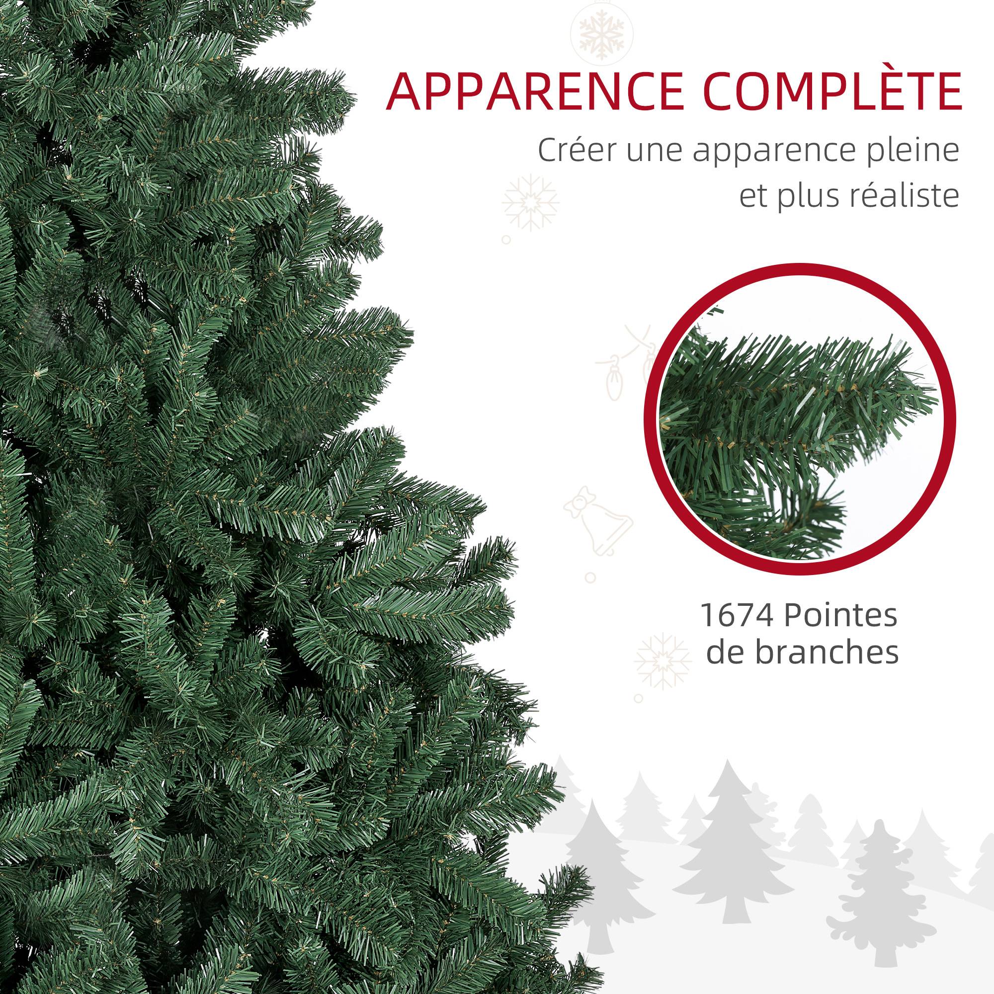 Sapin de Noël artificiel 210 arbre de Noël avec support en métal pliable, 1674 branches, décoration de Noël réaliste - Image 7