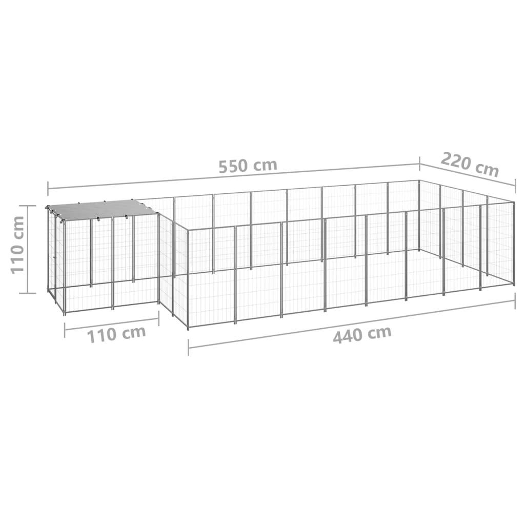 Vidaxl - Chenil Argenté 10,89 m² Acier vidaXL 3082210 - Imagen 7