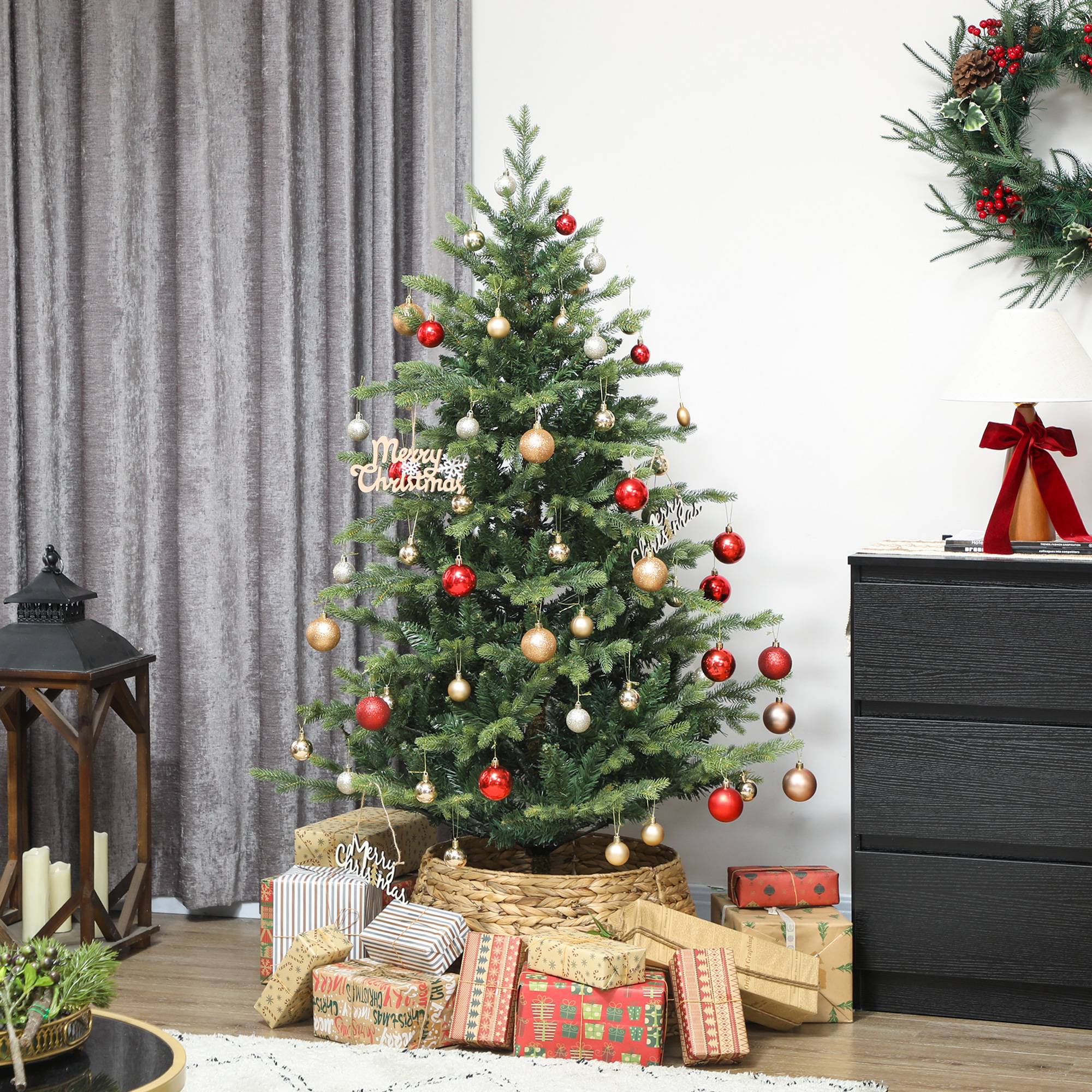 Sapin de Noël artificiel 150 cm, arbre de Noël réaliste avec 1202 pointes de branche articulée, support en métal, vert - Image 4