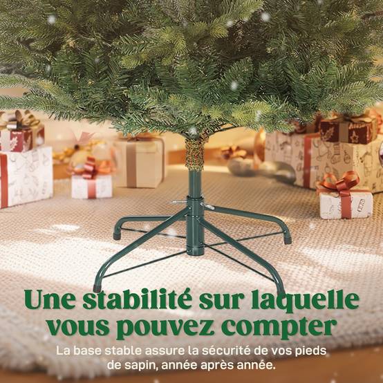 Sapin de Noël artificiel 150 cm, arbre de Noël réaliste avec 1202 pointes de branche articulée, support en métal, vert - Image 10