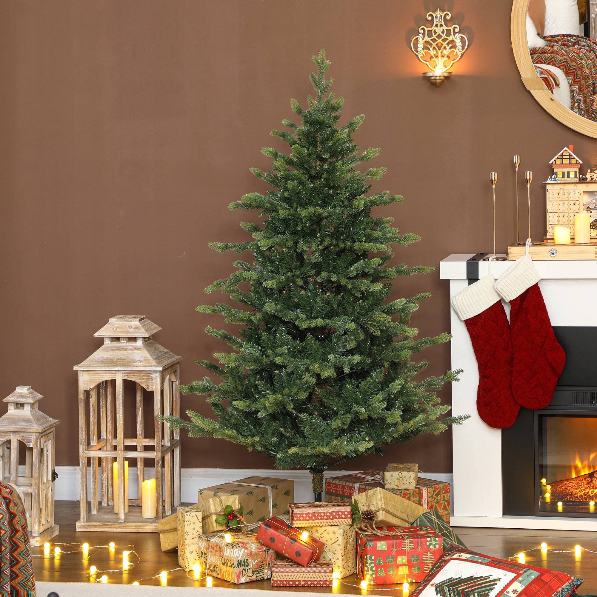 Sapin de Noël artificiel 150 cm, arbre de Noël réaliste avec 1202 pointes de branche articulée, support en métal, vert - Image 3